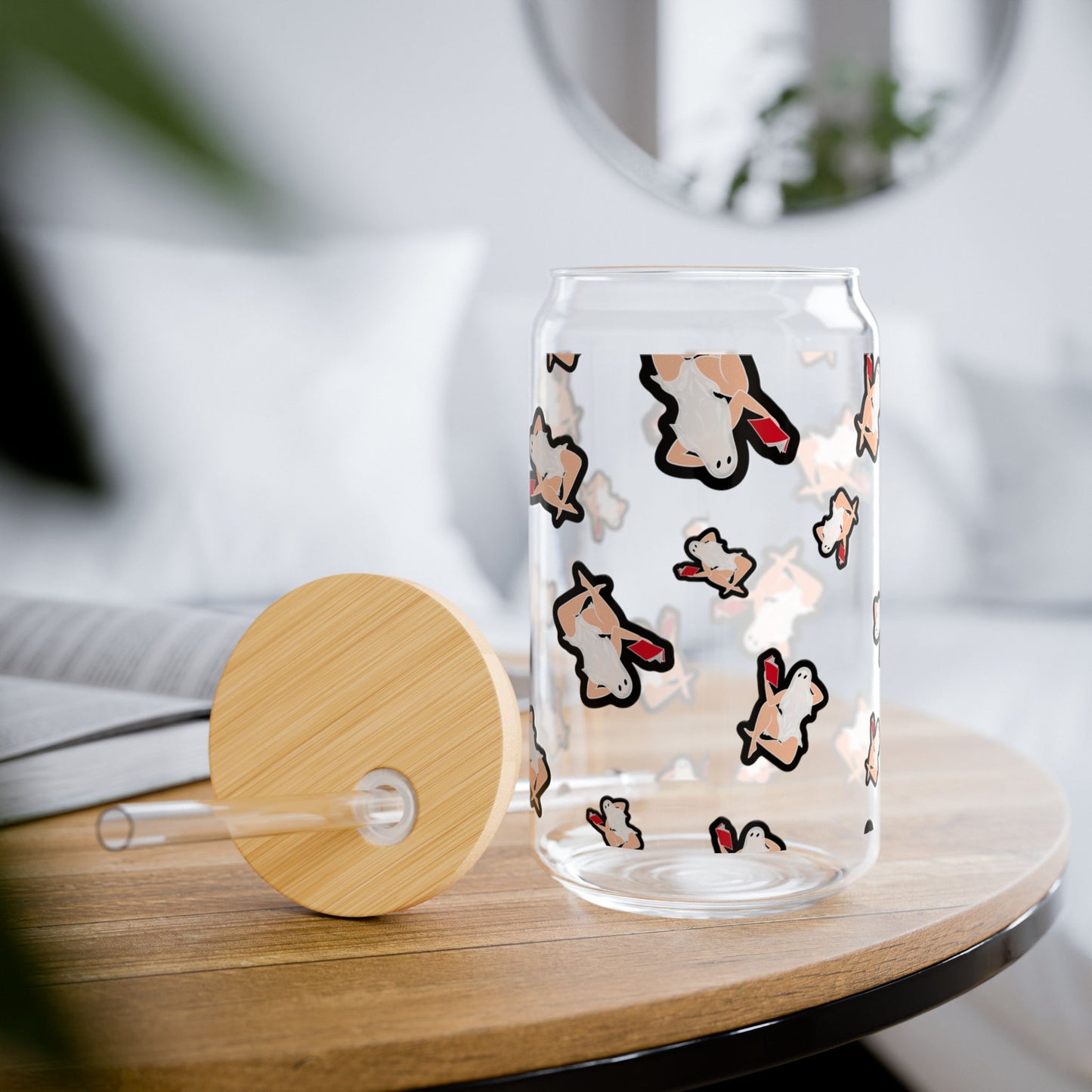 "Smutty Ghost PinUp" Sipper Glass, 16oz