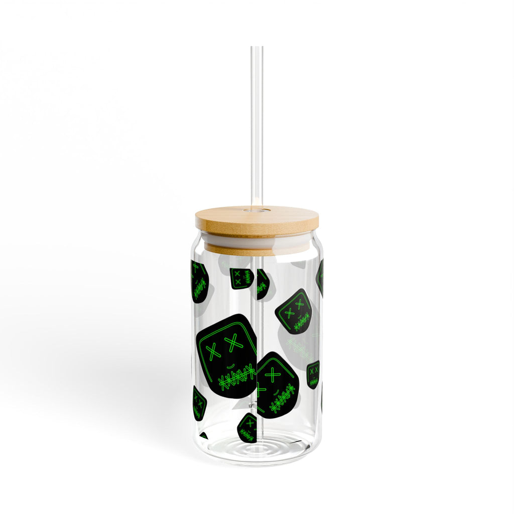 "Green Mask" Sipper Glass, 16oz