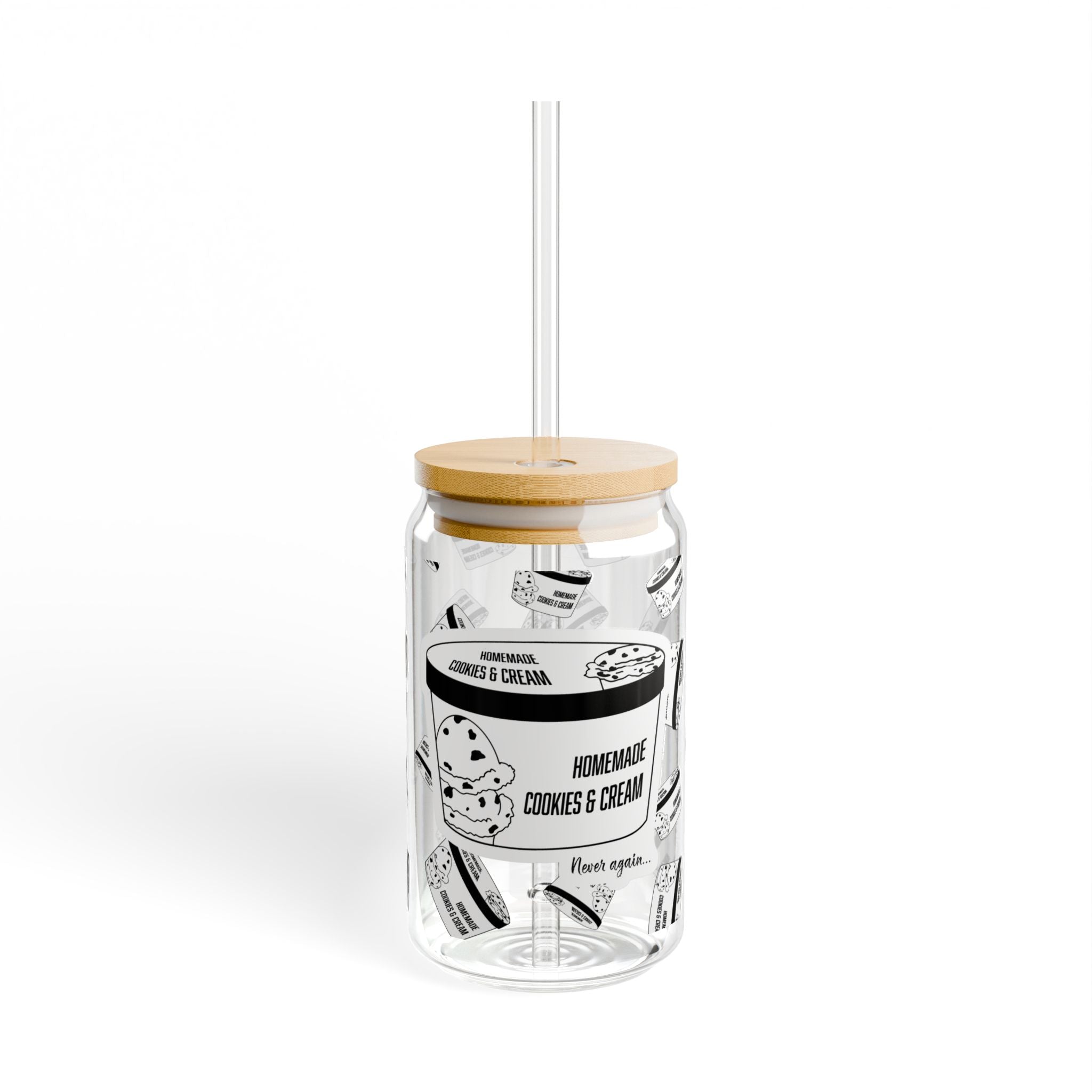 "Homemade "Cookies & Cream" Ice Cream" Sipper Glass, 16oz