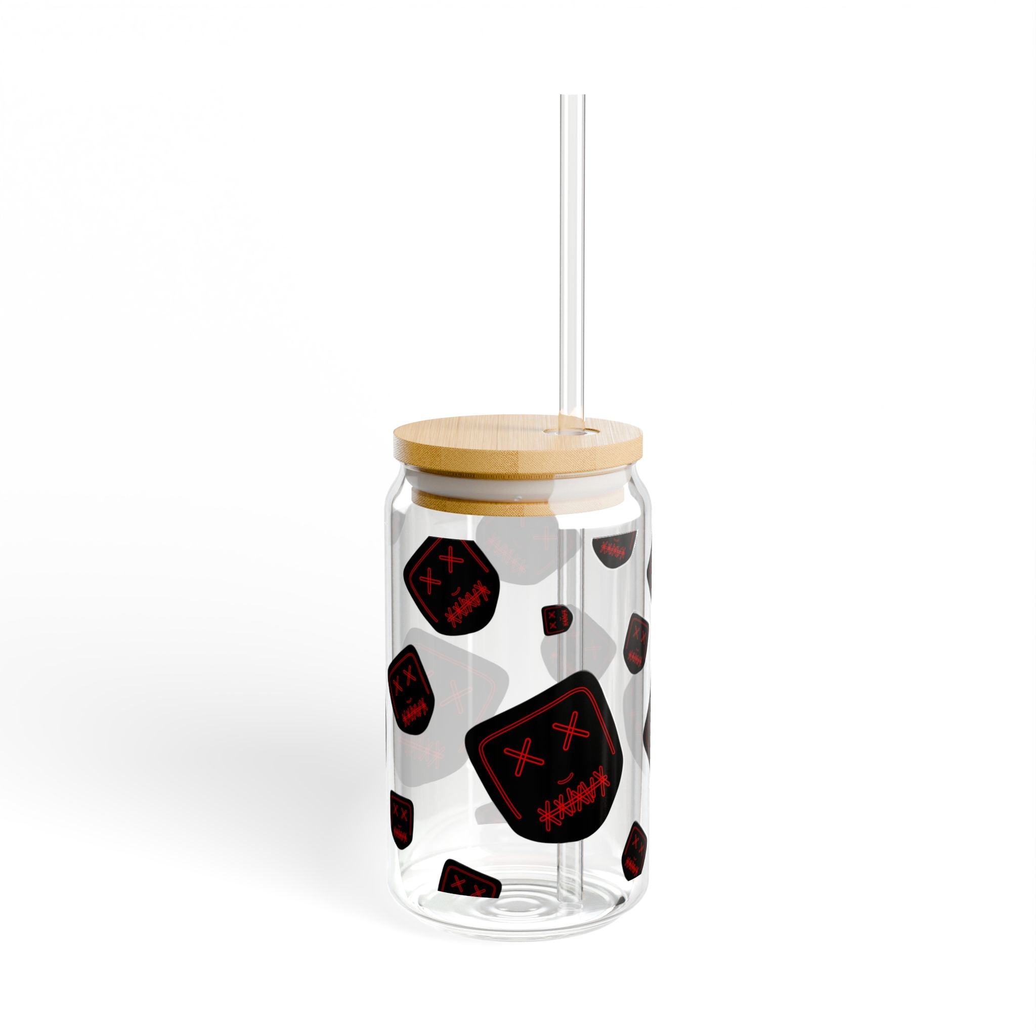 "Red Mask" Sipper Glass, 16oz