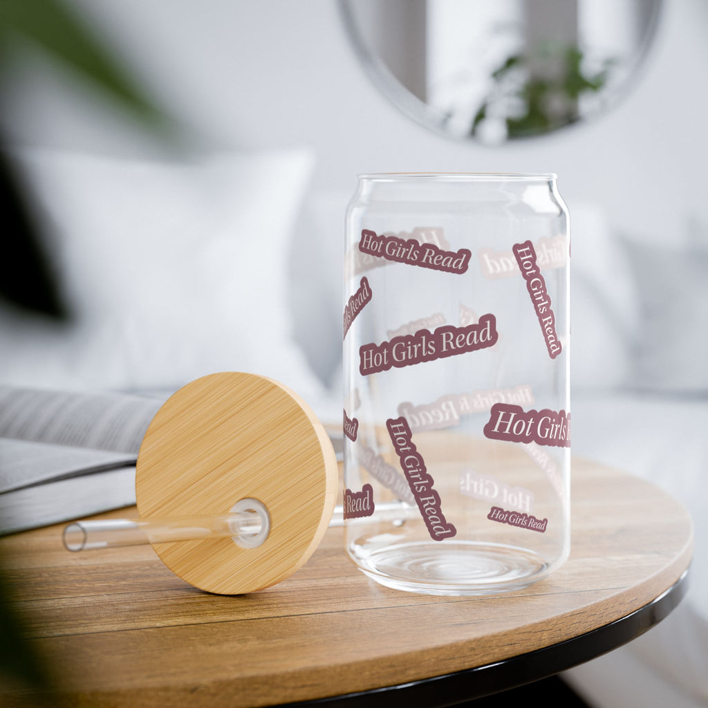 "Hot Girls Read" Sipper Glass, 16oz