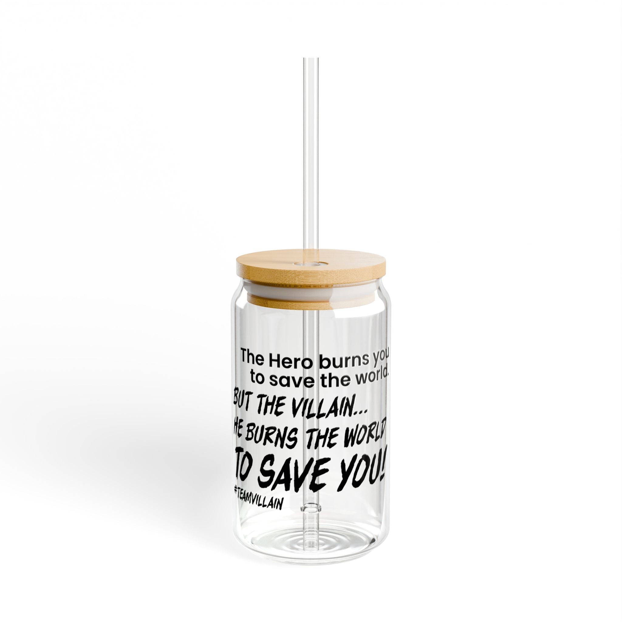 "#TeamVillain" Sipper Glass, 16oz