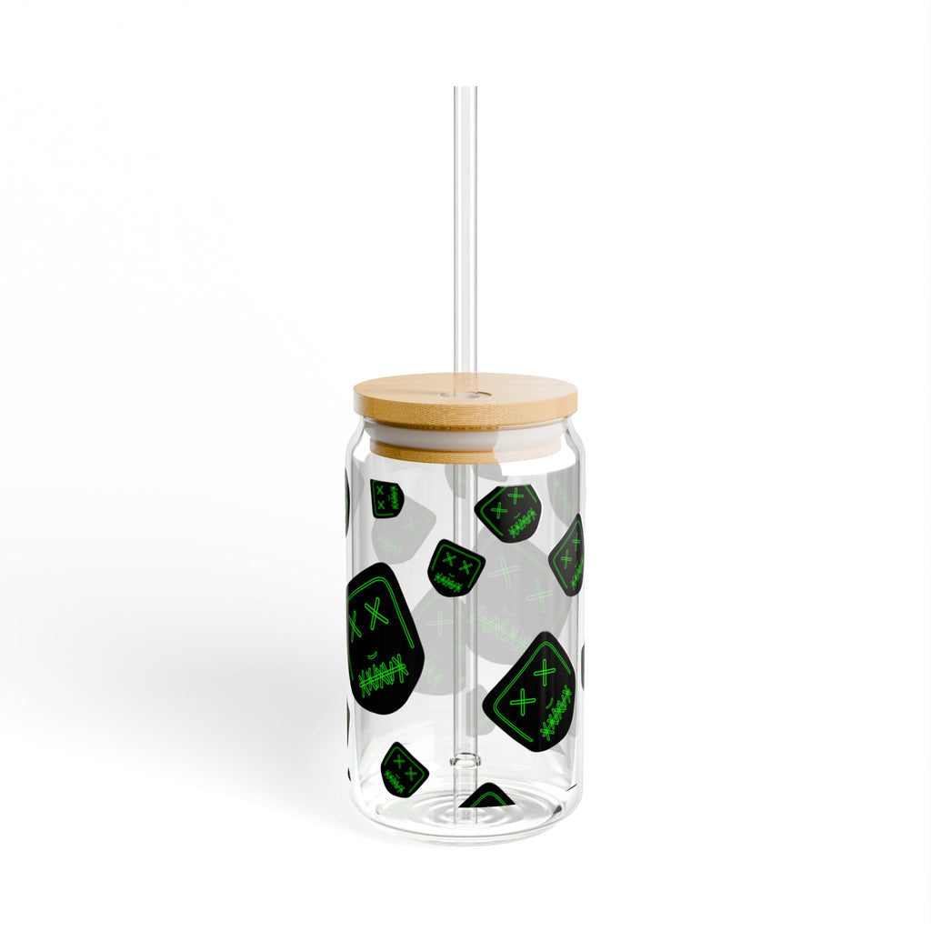 "Green Mask" Sipper Glass, 16oz