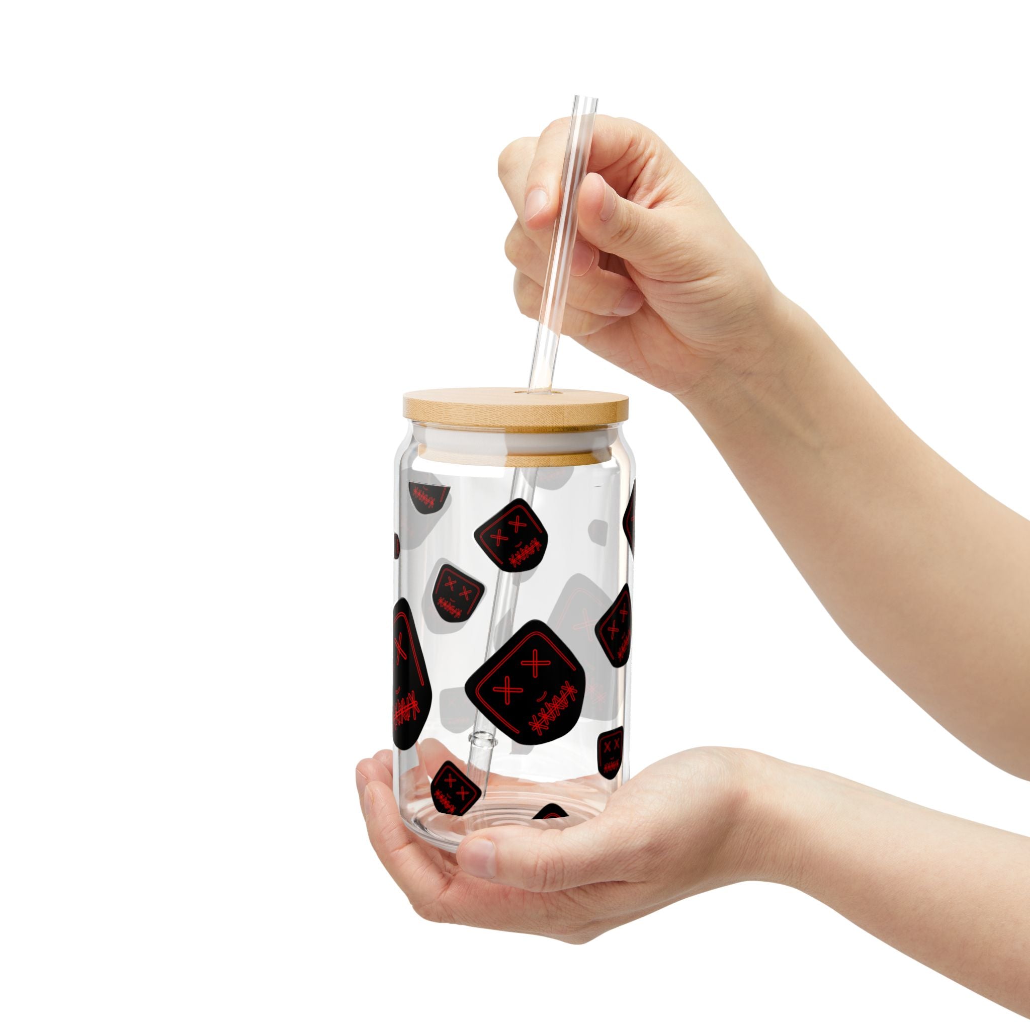 "Red Mask" Sipper Glass, 16oz