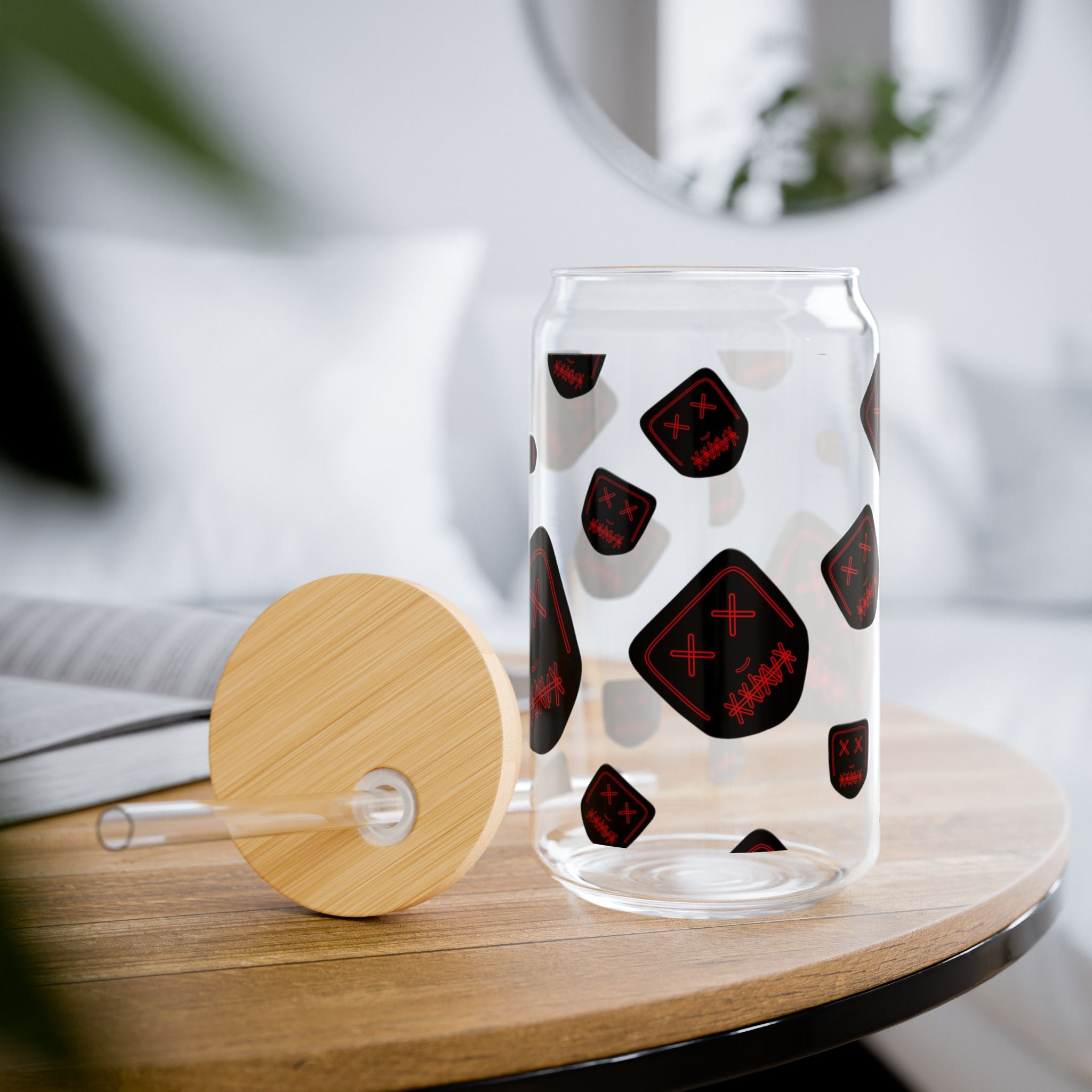 "Red Mask" Sipper Glass, 16oz