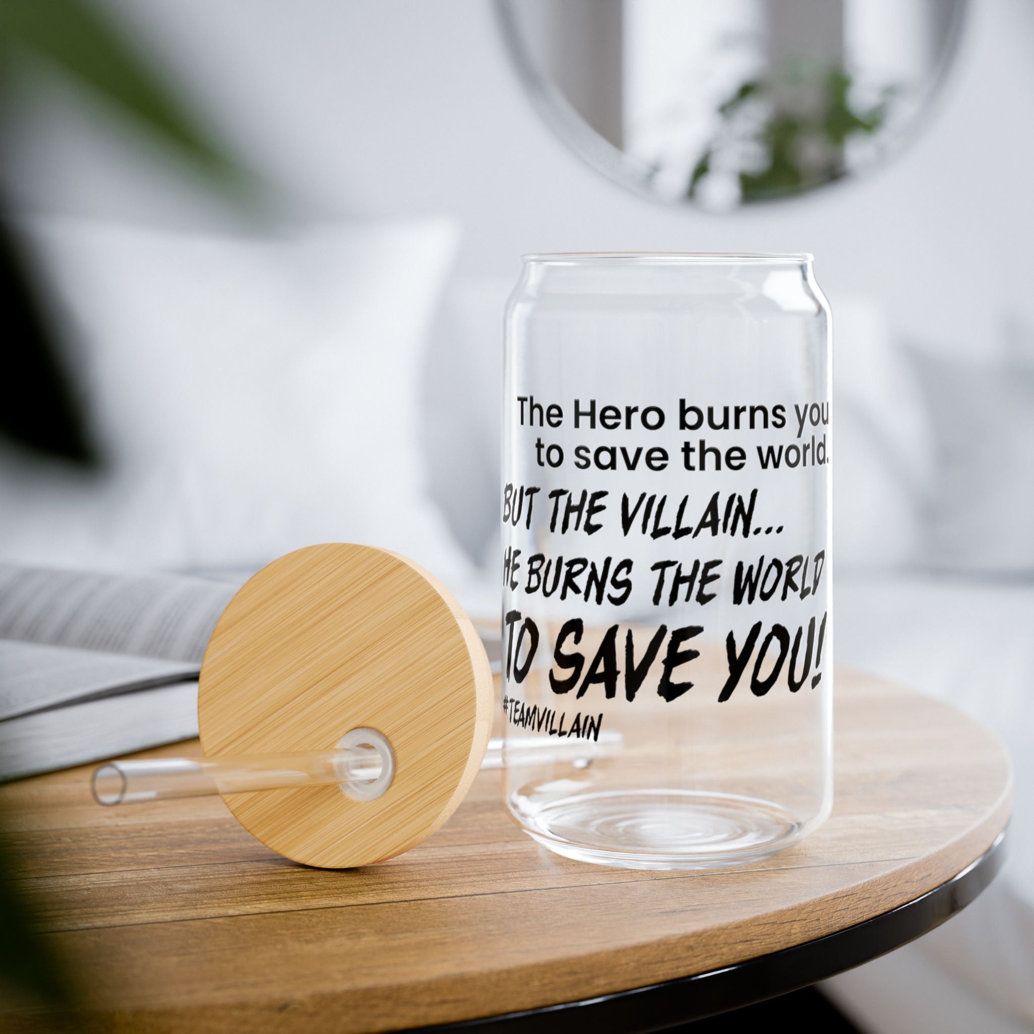 "#TeamVillain" Sipper Glass, 16oz