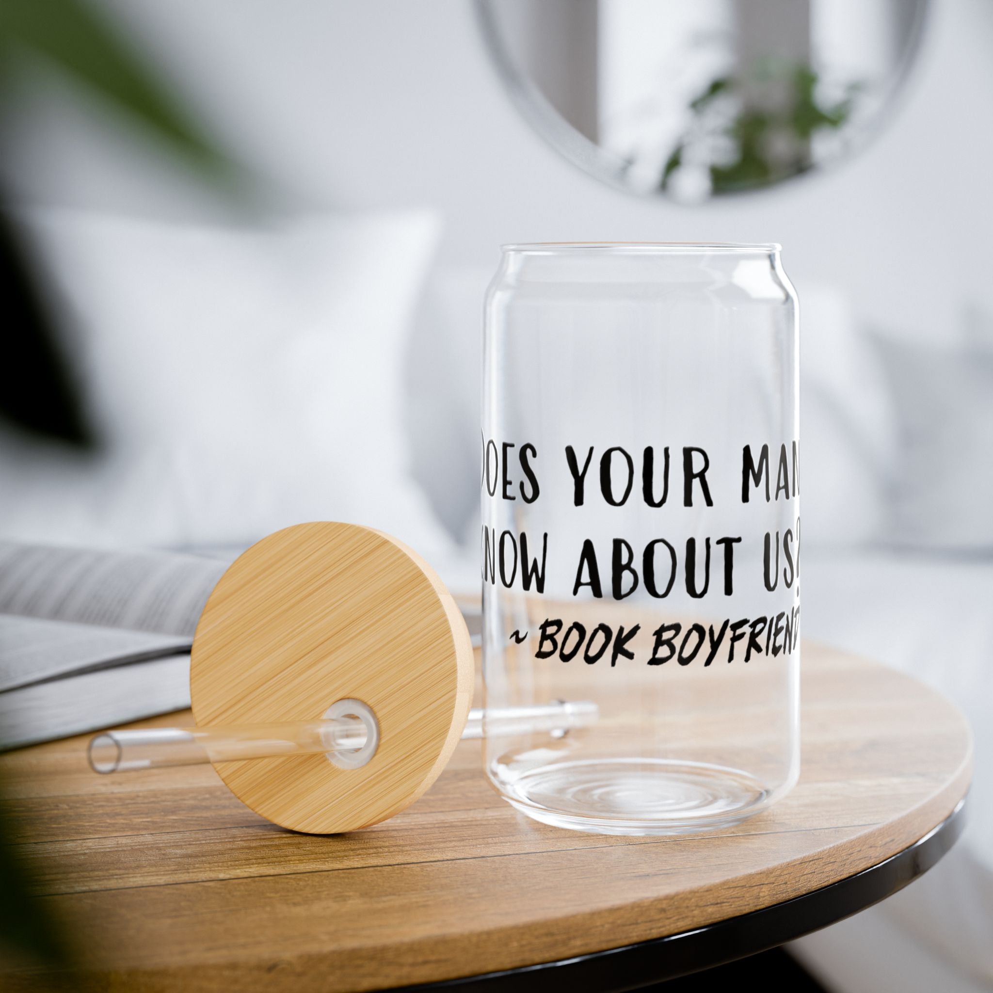 "Book Boyfriend" Sipper Glass, 16oz