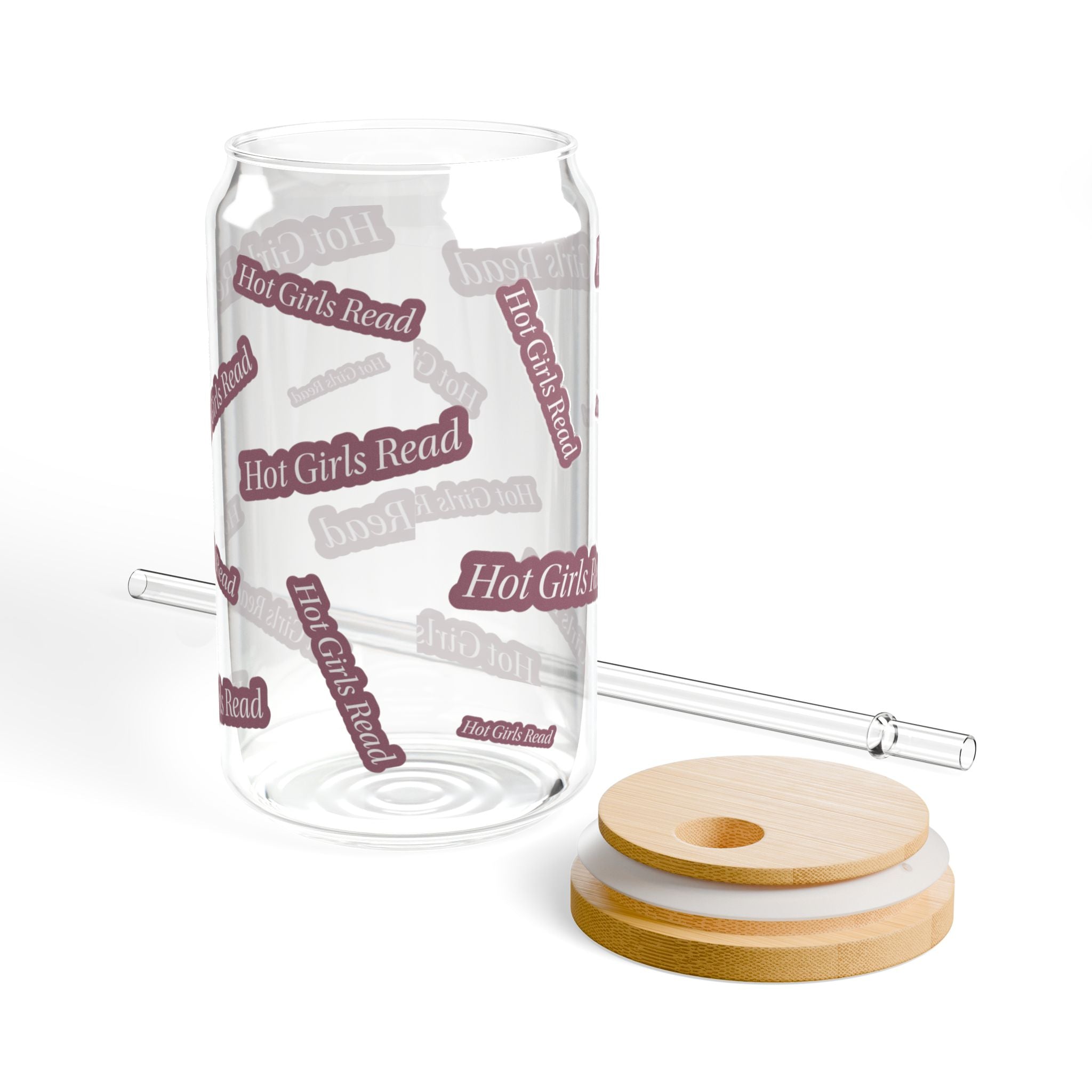"Hot Girls Read" Sipper Glass, 16oz