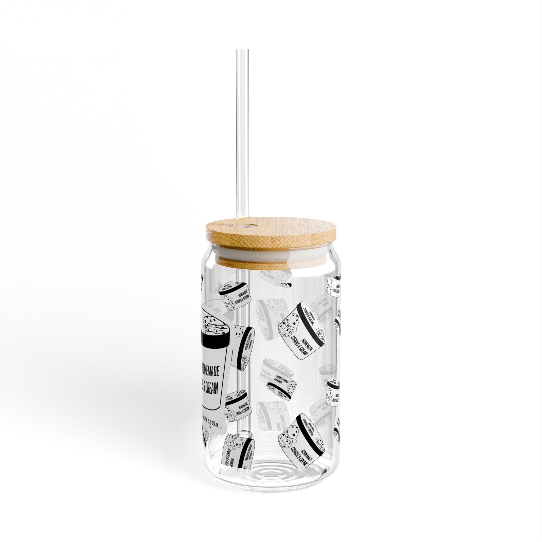 "Homemade "Cookies & Cream" Ice Cream" Sipper Glass, 16oz