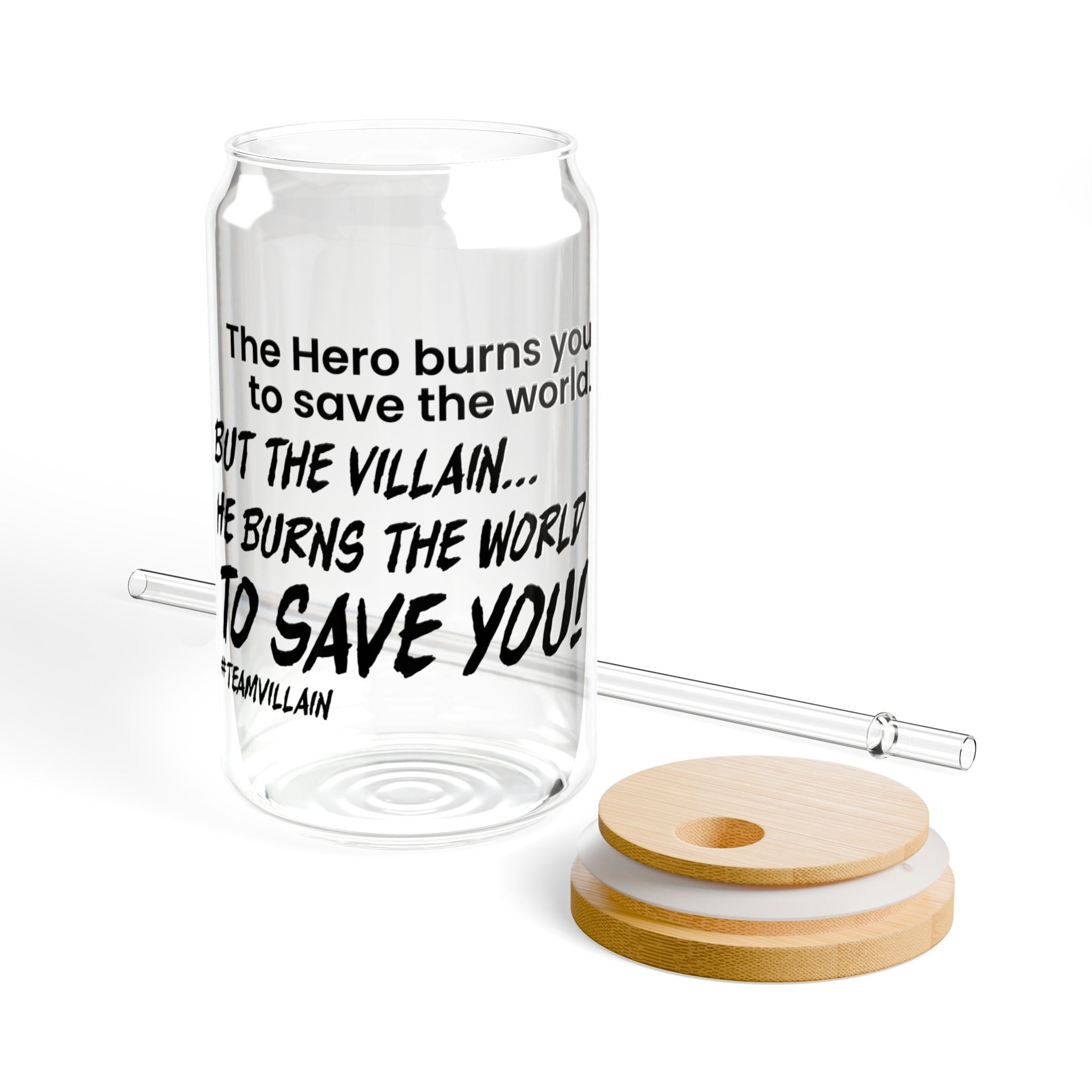 "#TeamVillain" Sipper Glass, 16oz