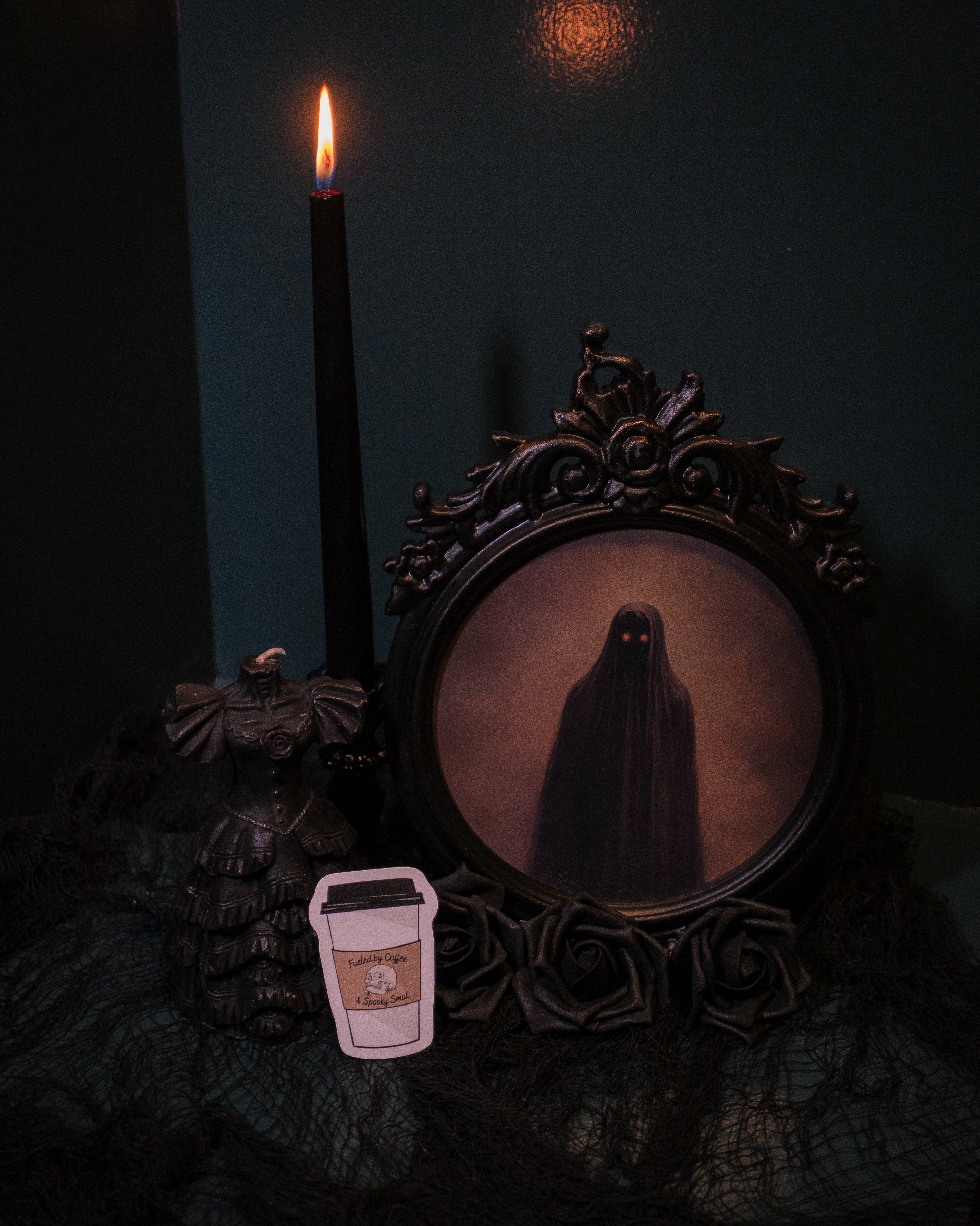 Fueled by Coffee and Spooky Smut 3" Sticker